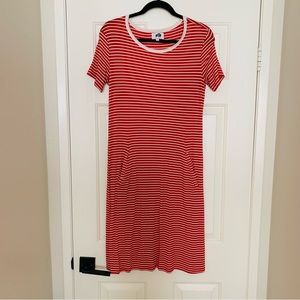 Red Stripe Jersey Knit TShirt Dress
